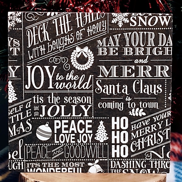 Hand Crafted Christmas Quotes Black & White Retro Mini Wood Sign/Tiered Tray - Picture 1 of 4